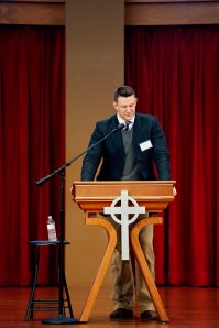 Presenting my Paper in HBU's beautiful Belin Chapel. (Photo Credit: Renee Streett, reneestreett.com)